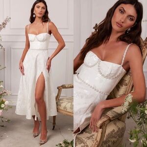 NEW NWT V. Chapman Cora Midi Dress In White Baroque Floral